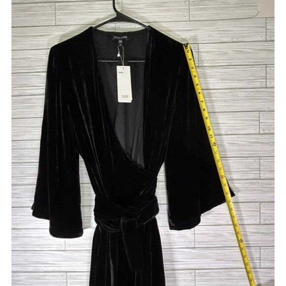 NWT Eileen Fisher Women's Black Silk 3/4 Sleeve‎ Silk Velvet Wrap Dress Size Sm - Picture 5 of 9